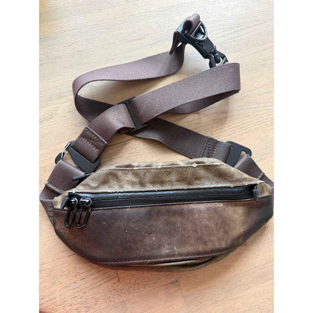 WaterField Designs Waxed Canvas Leather Sling Bag Brown Crossbody EDC Pouch
